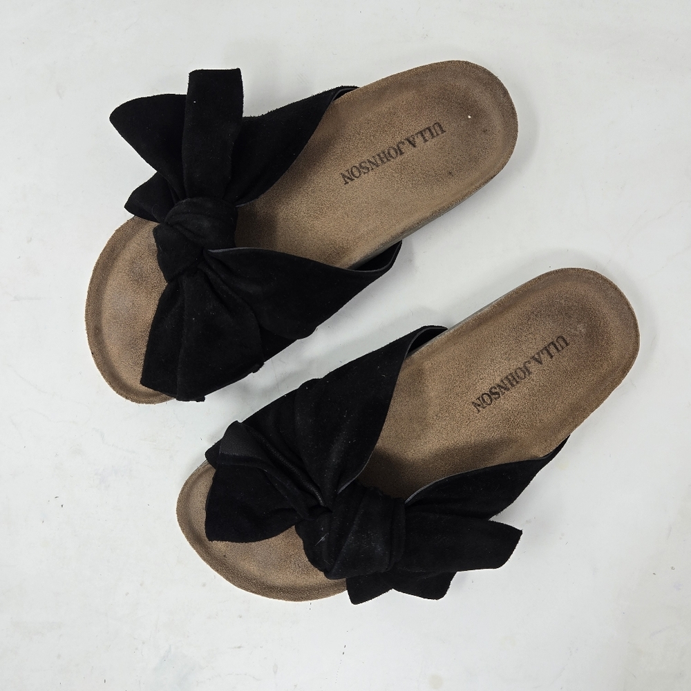 Ulla Johnson Ingrid Bow Suede Slide Sandals Women's Size 6.5